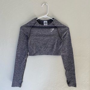 Gymshark Vital Seamless Long Sleeve Crop Top - Smokey Grey Marl